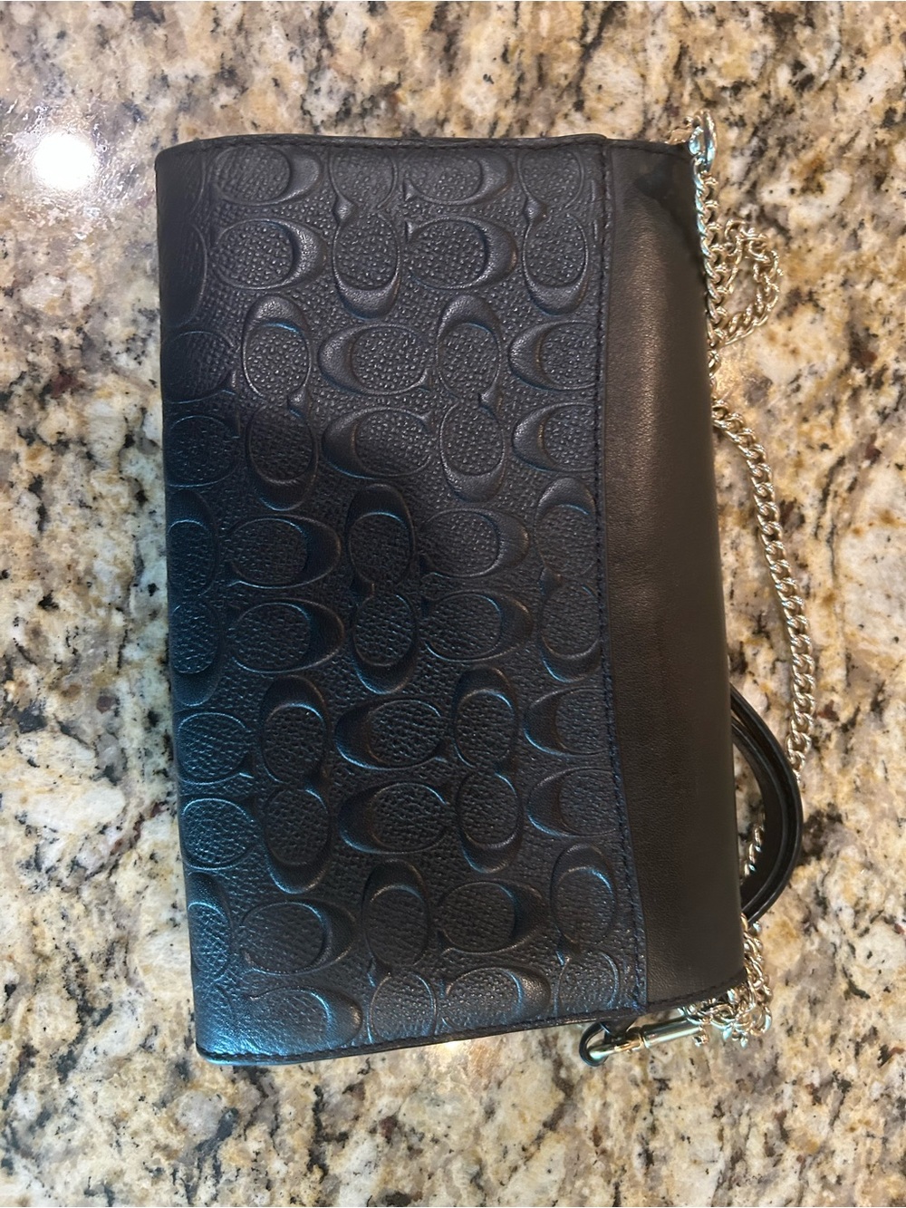 Coach Chain Crossbody Bag Wallet on Chain Wristlet Purse In Black Logo - Picture 5 of 12